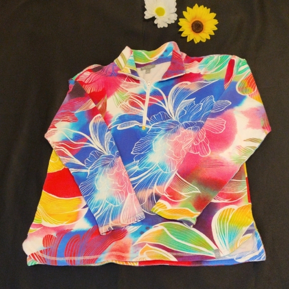 T By TALBOTS. Colorful Women's Swim Top - Picture 1 of 8
